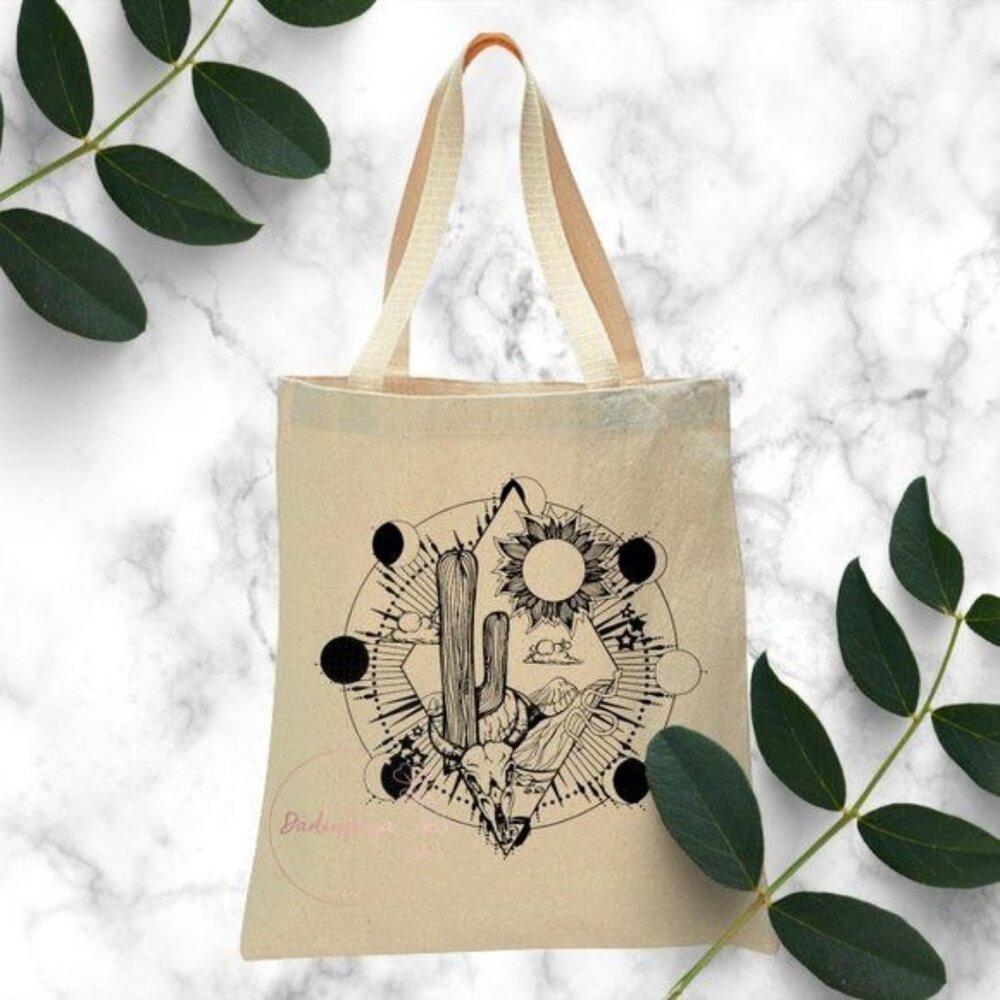 Desert Moon Reusable Canvas Tote - Natural